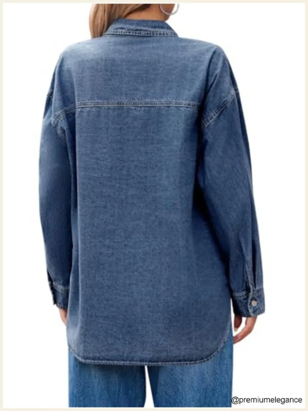 Oversized Denim Shirt Jacket Long Sleeve Button Down Shacket